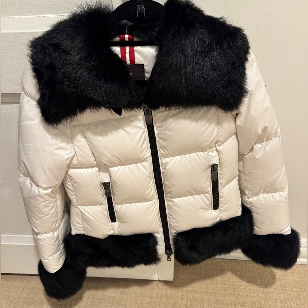 Worn once!!! Post Card Shearling Trim Puffer Jacket size Xs